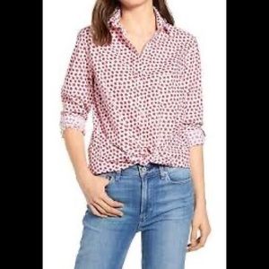 Anthropologie Grayson The Hero Button-Down Shirt in Claire Floral Red NWOT